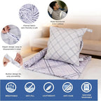 3 in 1 Travel Pillow Blanket Set with Removable Flannel Blanket Throw,Hand Warmer Pockets,Pillow (Color5, 60in*79in)