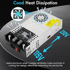 Adjustable 0-48V Power Supply 12.5A 600W, 110V AC to DC 0-48V Buck Converter 0-12.5A 600W Power Supply with LCD Display Adjustable Voltage Current 110V/220V AC to 48V DC Converter