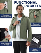 WULFUL Men's Softshell Jacket Waterproof Lightweight Insulated Windbreaker Fleece Lined Rain Shell Jacket for Hiking Travel