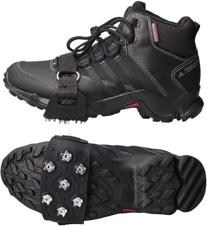 Crampon Traction Cleats Anti-Skid Traction Grips Crampons Spikes 7 Point Cleats for Footwear for Walking, Jogging, Hiking, Mountaineering Ice Snow Grips