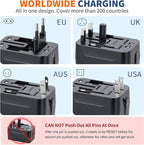 Universal Travel Adapter Fast Charger, All in One Plug Adapter With 2 USB-C PD20W GaN Worldwide Power Adapter International Wall Charger Foldable Plug Converter Travel Essential for Europe UK AUS Asia