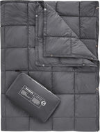 KingCamp Ultralight Camping Blanket, Packable Down Alternative Puffy Wearable Blankets Weatherproof Warm Package Quilt with Snap Buttons for Outdoor Hiking Travel Picnic Stadium (69" x 53", CHARCOAL)