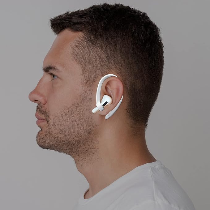 2 Pairs AirPods Ear Hooks for AirPods Pro 2, Pro, 4, 3, 2 & 1 - Upgraded Anti Slip Sports Clip Hooks - White