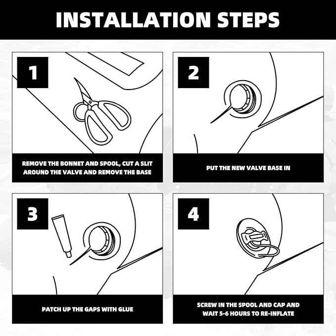 3Pcs Boat Air Valve, Double Seal Inflatable Boat Air Gas Valve Replacement for Inflatable Raft Dinghy Kayak Canoe with Filter Mesh and 8-Groove Spanner