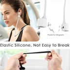 Mooyavia 2 Pack Strong Magnetic Anti-Lost Straps for AirPods, Colorful Soft Silicone Sports Lanyard Compatible with AirPods 4rd / AirPod Pro 1st & 2nd / AirPod 3rd /AirPod 1&2 -White