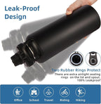 Volhoply Insulated Water Bottles Bulk 2 Pack, 40 oz Stainless Steel Sports Bottle with Paracord Handle & Spout Lid,Metal Travel Water Cups with Wide Mouth,Reusable Big jug for Adults(Black,2 Set)