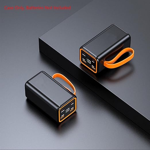 Portable Black DIY Power Bank Case with LCD Display 4 Slots 21700 Battery Charger Shell Box Fast Charging Power Bank Accessory