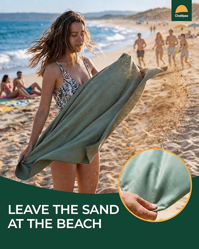 Quick Dry Microfiber Towel Travel, Beach & Camping Towels. Fast Drying, Super Absorbent & Ultra Compact for Travel, Bath, Gym, Swimming, 1 Pack, 72"x40" Army Green