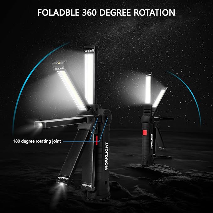 Gifts for Men 4Pack LED Flashlight, Rechargeable Work Lights with Magnetic Base Hook 360°Rotate and 5 Modes Bright LED Flashlight Inspection Light for Car Repair, Grill and Outdoor Use