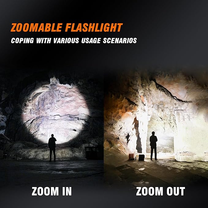 SuperFire 1000 Lumens Super Bright Flashlights LED Rechargeable, Zoomable Tactical Flashlight with Powerful Chips,5 Light Modes Pocket Flashlight for Home, Mechanic,Camping, Emergency, Survival