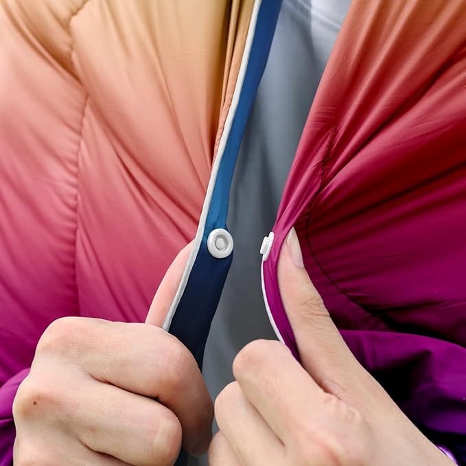 zzlamb Camping Blanket, Outdoor Lightweight Travel Blanket Puffy Portable Down Alternative, Windproof Warm Cloak with Snaps, Cozy Quilt Backpacking Picnic RV Plane Car Hammock Beach Climbing