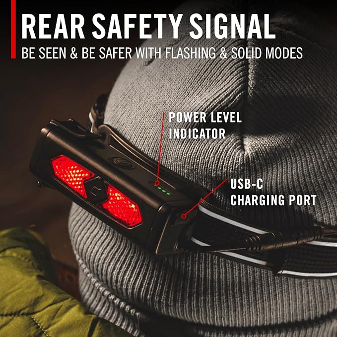 Coast RL35R Voice-Controlled 1100 Lumen Rechargeable LED Headlamp with ARC280™ Lighting, 4 Color Modes, Rear-Facing Safety Signal, Variable Light Control and USB-C Charge Port