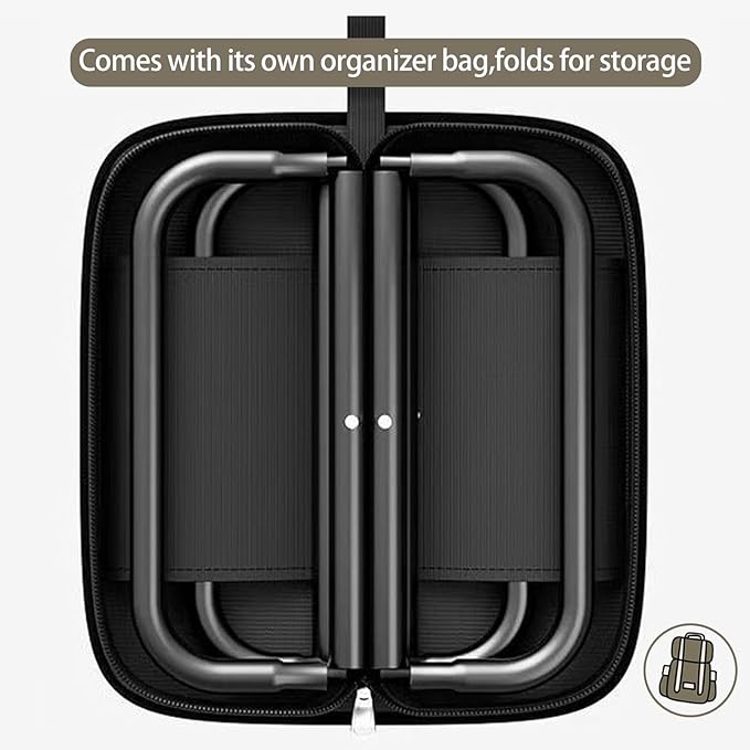 Hygite Portable Stool,10 Inch Small Folding Stool for Adults,Ultralight Black Camping Stools for Hiking and Fishing,Hold Up to 265 LBS