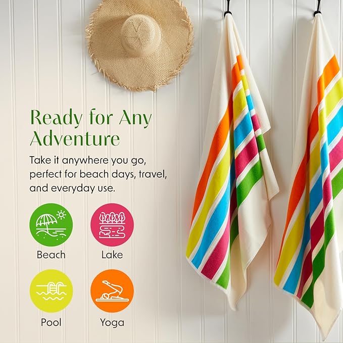 Loon & Lake Luxury Oversized Beach Towels - Retro Stripes| Oversized 40" x 70" | Crafted from 100% Combed Cotton | Ultra Plush & Super Soft | Retro Collection 1984