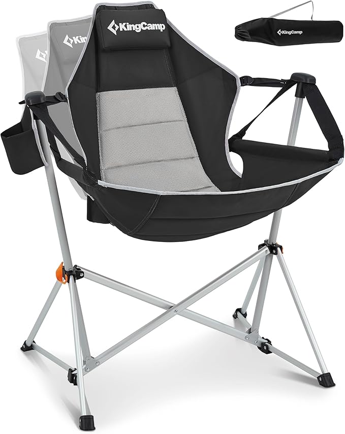 KingCamp Hammock Camping Chair, Swinging Portable Folding Camp Chairs for Adults Max 440lbs Heavy Duty Foldable Oversized Rocker with Aluminum Alloy Frame Cup Holder for Outdoor Beach Patio Sport
