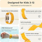 EmeTerm Explore for Kids FDA-Cleared Anti-Nausea Wristband IP68 Waterproof Morning Motion Sickness Relief Band Rechargeable Classic Strap Design Drug Free Non-drowsy Without Side Effects Sunny Yellow