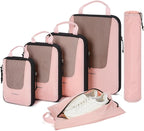 BAGSMART Compression Packing Cubes for Travel, 6 Set/5 Set/4 Set, Compression Suitcase Organizer Bags Set for Suitcases Travel Essentials, Lightweight Packing Organizers