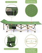 Sportneer Camping Cot: 1200D Double Layer Oxford Camping Cots for Adults - Heavy-Duty Foldable Cots for Camping Travel Tent Day Outdoor & Home Guest, Camping Cots with Mattress Carry Bag & 2 Pockets