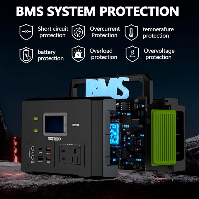Portable Power Station 200W (400W Peak),118Wh solar power station with 110V/200W AC Outlet,32000mAh Backup Lithium Battery Generator for Home Backup Outdoor Emergency RV