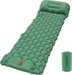 Camping Sleeping Pad, Ultralight Inflatable Mattress with Pillow Built-in Foot Pump for Outdoor Hiking Travel Tent Backpacking Trip Car, Compact Lightweight Camping Mat, Green