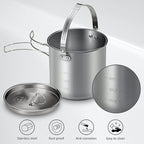 Lixada 5PCS Camping Cookware Set Stainless Steel 1.2L Camping Pot with 2 Cups & 2 Bowls, Lightweight Portable Backpacking Pot with Foldable Handles & Lid for Outdoor Cooking Hiking Picnic