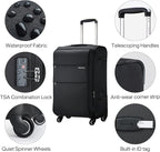 Hanke 20 Inch Expandable Carry On Luggage 22x14x9 Airline Approved Softside Suitcases with Wheels Lightweight Travel Luggage Rolling Suitcase with Lock for Men and Women.(Dark Gray)