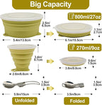 Mess Kit for Camping Silicone Collapsible Bowl Collapsible Cup and Stainless Steel Spoon for Backpacking Outdoor Hiking Traveling and Picnic
