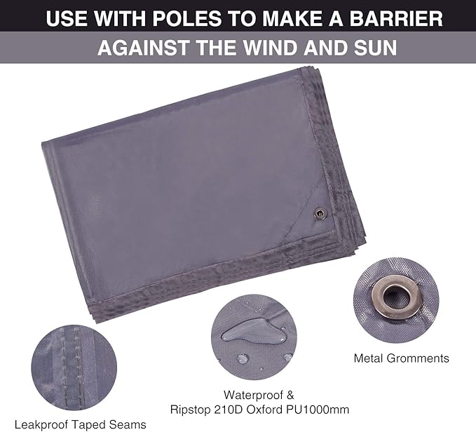 REDCAMP Waterproof Camping Tent Tarp - 83" x83'', 4 in 1 Multifunctional Tent Footprint for Camping, Hiking and Survival Gear, Lightweight and Compact