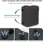 Inflatable Travel Foot Rest Pillow, Adjustable 3 Layers Height Leg Rest Pillow, Kids Airplane Bed, Adults Travel Essentials on Plane, Trains, Cars, Office, Home (Black, 2 PCS)