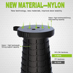 ALEVMOOM Upgraded Nylon Collapsible Stool with 500lbs Max Weight Portable Retractable Folding Telescoping Stools for Adults Chair for Outdoor Camping Fishing Hiking BBQ(Nylon Black)