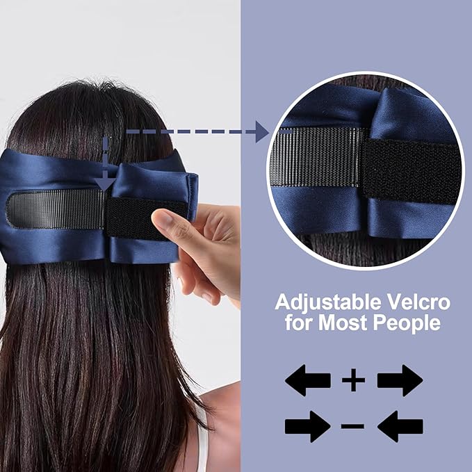 Mulberry Silk Sleep Mask for Side and Back Sleepers, Blackout Eye Mask for Sleeping for Women Men with Adjustable Wide Band, Comfortable Soft Pressureless Eye Cover for Sleeping in Large Size