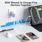 2Pack USB C Fast Charger Block, 60W 5-Port USB C Wall Charger 30W Type C Charging Block, 2USB C+3USB A PPS/PD 3.0 Multiport Charging Cube for iPhone 17 16 15 14 Pro Max,for Galaxy S25 S24 Ultra, i Pad