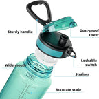 Fanhaw 32 Oz Clear Tritan Water Bottle with Chug Lid, BPA-free, Wide Mouth, Leak Proof - for Gym, Travel, Home, School, Office (Dark Green)
