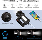 VAVOFO 2000LM Rechargeable LED Lantern, Camping Essentials Flashlight,Stepless Dimming, 10000mAh Power Bank, IP66 Waterproof, Long Running Spot Light for Hurricane, Power Outages, Hiking