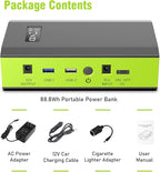 ZeroKor Portable Power Bank with AC Outlet, 65W 110V External Battery Pack 24000mAh Portable Laptop Charger Portable Power Source Backup for Outdoor Tent Camping Home Office Smart Devices -Green