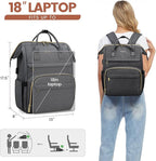LOVEVOOK Laptop Backpack for Women,18 Inch Professional Womens Travel Backpack Purse Computer Laptop Bag Nurse Teacher Backpack,Waterproof College Work Bags Carry on Back Pack with USB Port,Dark Grey
