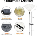 Solar Garden Firework Lights Outdoor Waterproof, 6 Pack Solar Powered Art Stake Twinkle Lighting for Outside Decor, 120 LED Sparklers String Lights for Yard Pathway Decorations(White)