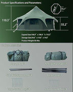 Cotton Canvas Tent Bell - Yurts Breathable and Windproof,Glamping for 6/8/10Person Family Camping