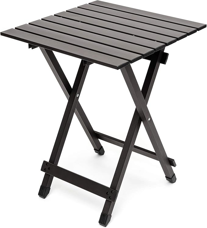SUNNYFEEL Folding Camping Table - Lightweight Aluminum Portable Picnic Table, 18.5x18.5x24.5 Inch for Cooking, Beach, Hiking, Travel, Fishing, BBQ, Indoor Outdoor Small Foldable Camp Tables