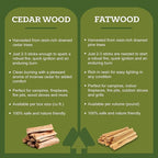 Double Tree Fire Starter Sticks - 100% Natural Cedar Wood Kindling, Quick & Easy Burning for Campfire, Camping Cooking Stove, Fire Pit, Fireplace & Grilling, lndoor & Outdoor - (X-Large 2 Cubic ft)