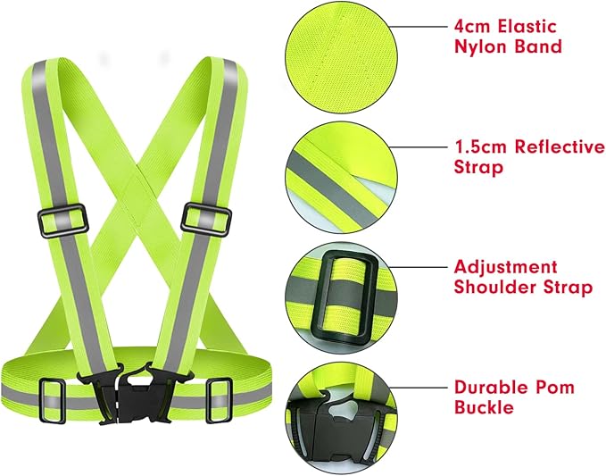 High Visibility Reflective Vest Safety Vest Running Reflective Gear Adjustable Reflective Vest for Walking,Jogging,Hiking,Night Cycling
