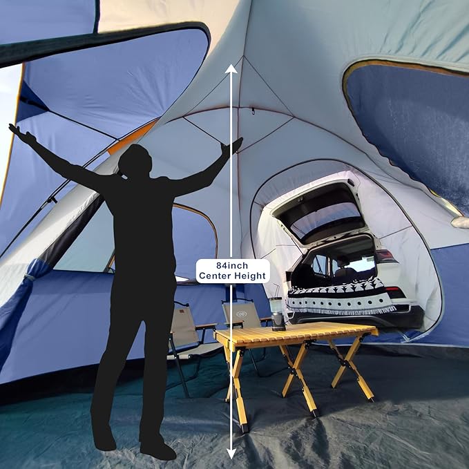 UNP SUV Dome Tent for Camping, Outdoor 6 Person Car Camping Tent, Easy Set Up SUV Tailgate Tent with Rainfly 10' x 10' Vehicle Camping Tent