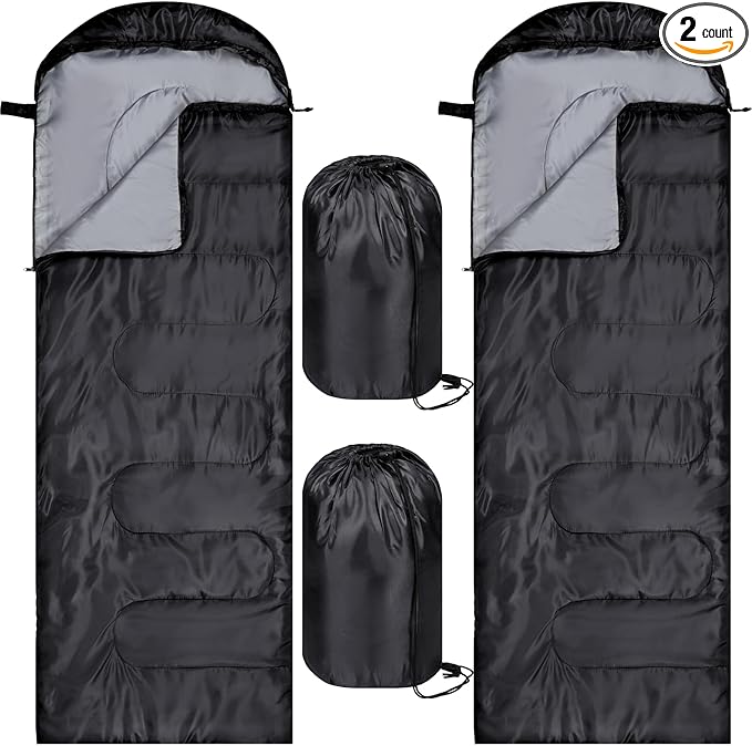 Tudomro 2 Pcs Camping Sleeping Bag for Adults, Lightweight Packable Waterproof Camping Gear Equipment to Keep Warm for Spring Summer Fall Indoor Outdoor Backpacking Hiking Travel