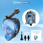 Snorkeling Gear for Adults, Full Face Snorkel Mask, Scuba Diving Mask with Detachable Camera Mount, 180 Degree Panoramic View Anti-Leak Anti-Fog