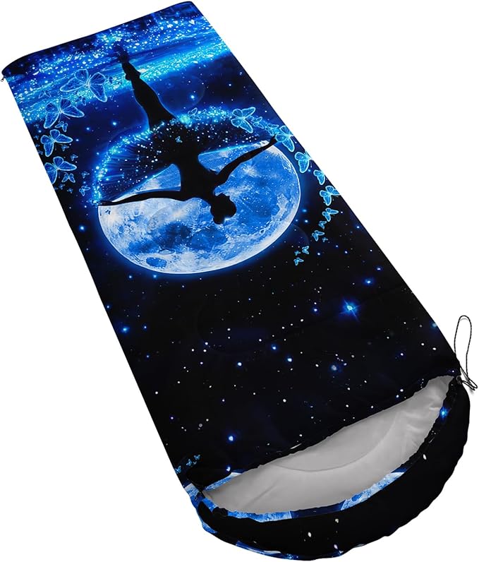 AILONEN Outer Space Astronaut Camping Sleeping Bags,Lightweight & Waterproof,3 Season Warm & Cool Weather,Cartoon Sleeping Bags for Kids,Boys Girls Travelling,Outdoors