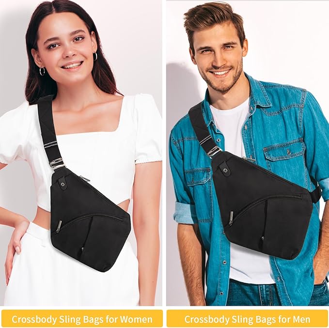 Travel Sling Bag with RFID Pocket, Anti Theft Crossbody Bag for Women Men Casual Chest Outdoor Shoulder Hiking Bag