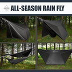 Onewind 11×10 ft Hammock Tarp, Lightweight Silnylon Hammock Rain Fly, 4000mm Waterproof 4-Season Multiple Shelter Solution Camping Tarp Tent with Complete Accessories, Dark Grey