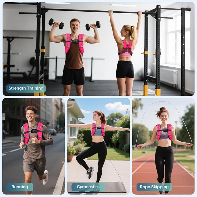 Weighted Vest, 8lb/12lb/16lb/20lb/25lb/30lb Weight Vest with Two Adjustment Straps for Men Women, Weight Vests with Reflective Stripe for Strength Training, Running, Jogging, Walking