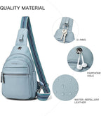 7L Sling Bag For Women Faux Leather Anti Theft Small Casual Daypack Backpack Fanny Pack Crossbody Chest Bags Purse Waterproof Light Blue