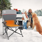 TIMBER RIDGE Oversized 2 Pack Heated Camping Chair for Outdoor Sports, High Back Padded Lawn Chair for Adults Support Up to 500lbs with Cup Holder, Side Pocket(Power Bank not Included)